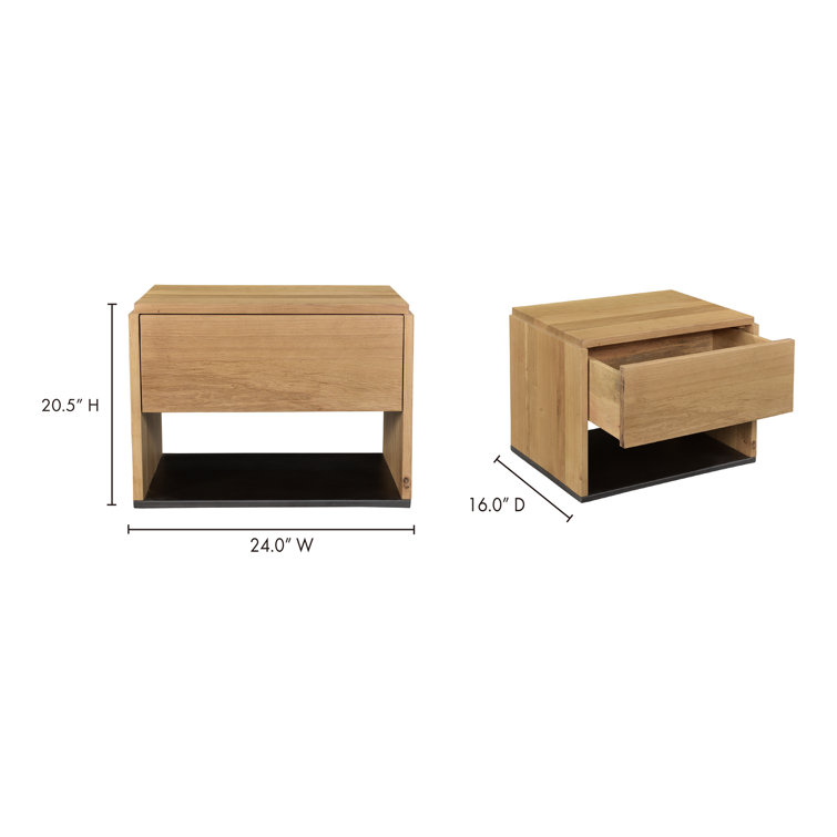 Calypso Solid Oak 1-Drawer Nightstand in Natural Finish