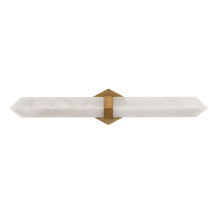 Aged Brass Dimmable LED Bath Bar with Alabaster Shade