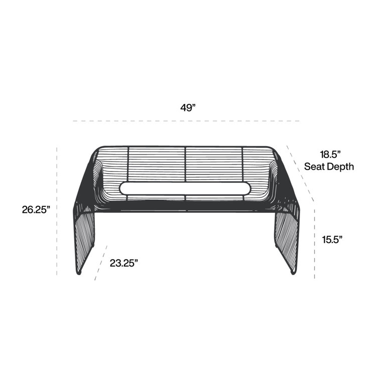 Black Iron Loveseat with UV Resistant Sunbrella Cushion