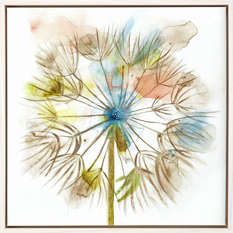 Dandelion II Floral Canvas with Whitewash Wood Frame