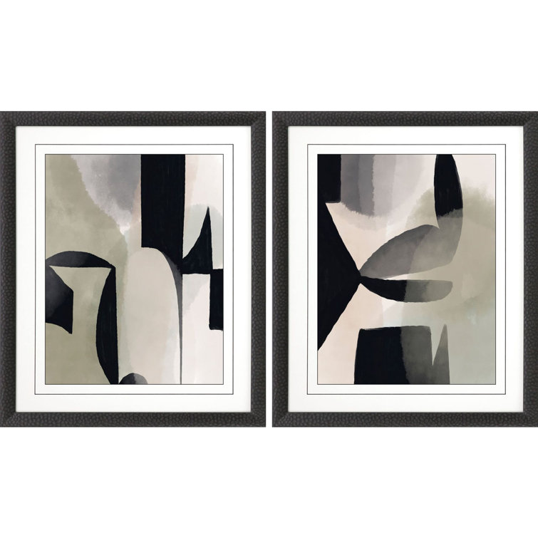 Shape Shift II Abstract Black and White Poster Set