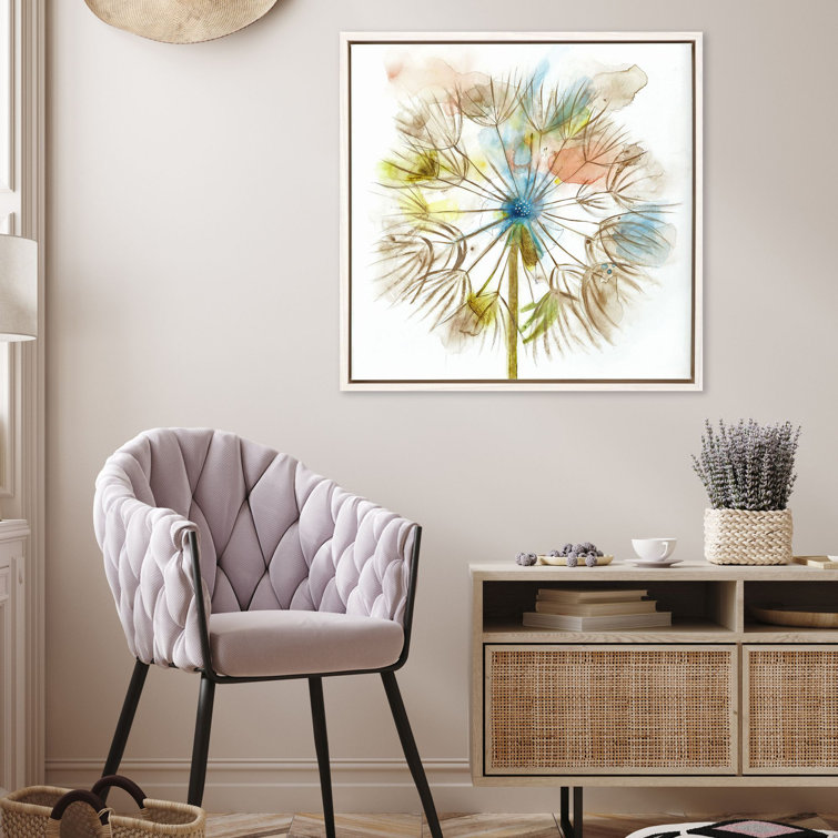 Dandelion II Floral Canvas with Whitewash Wood Frame