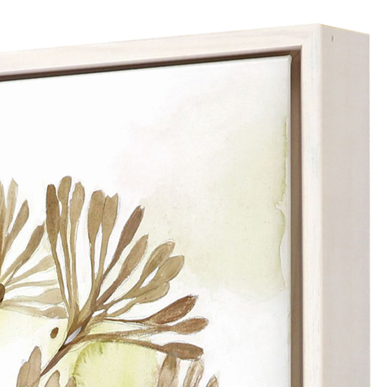 Dandelion Bloom Watercolor Print on Canvas with Whitewash Wood Frame