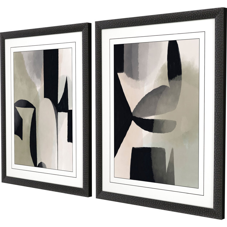 Shape Shift II Abstract Black and White Poster Set
