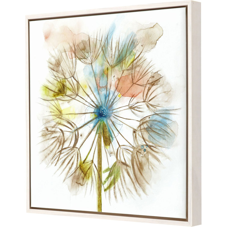 Dandelion II Floral Canvas with Whitewash Wood Frame