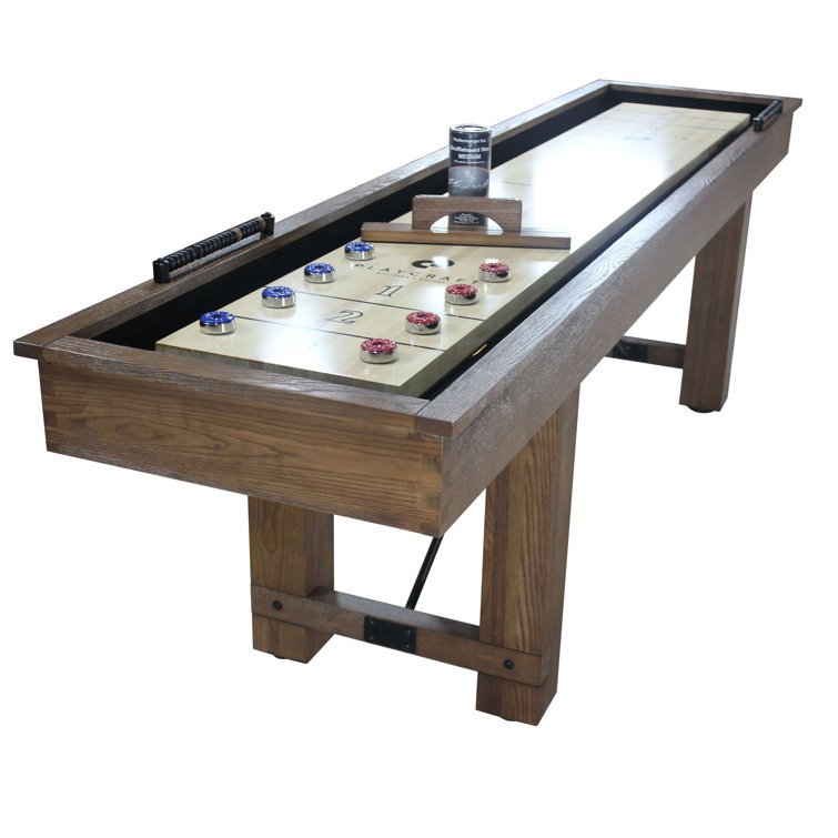 9' Pecan Solid Hardwood Industrial Shuffleboard Table