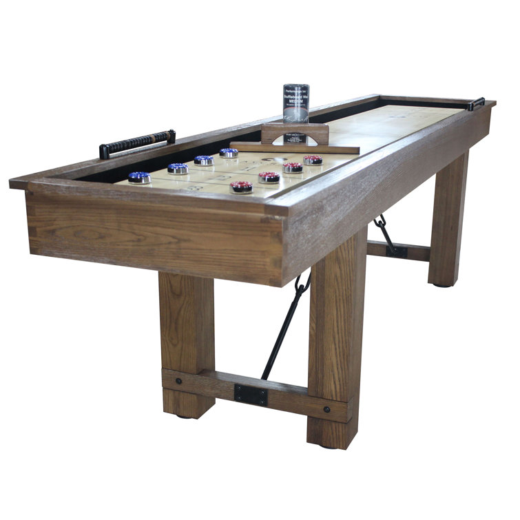 9' Pecan Solid Hardwood Industrial Shuffleboard Table