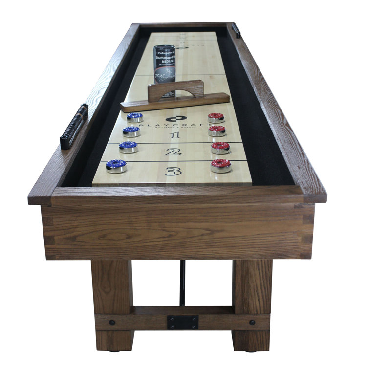 9' Pecan Solid Hardwood Industrial Shuffleboard Table