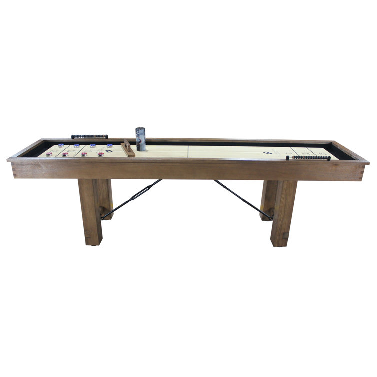 9' Pecan Solid Hardwood Industrial Shuffleboard Table