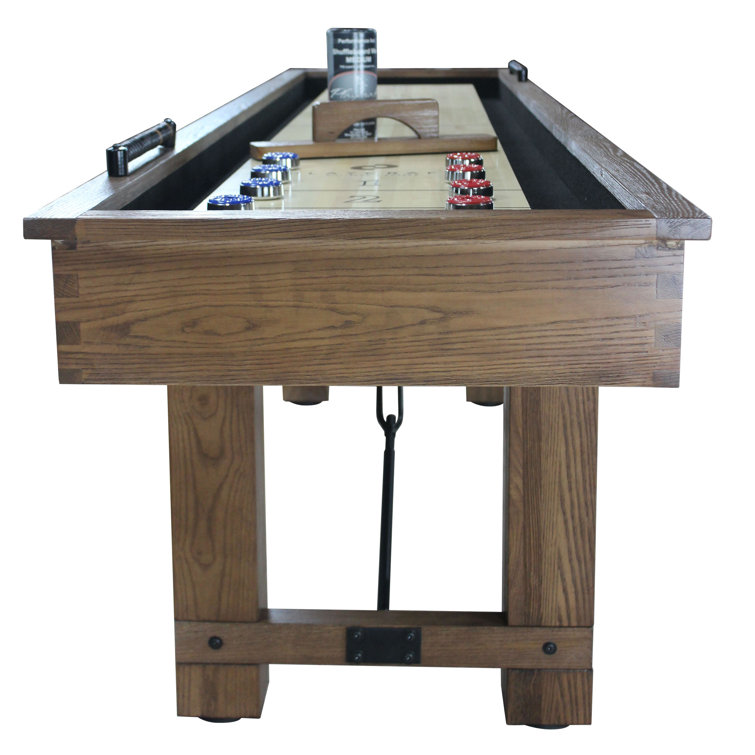 9' Pecan Solid Hardwood Industrial Shuffleboard Table