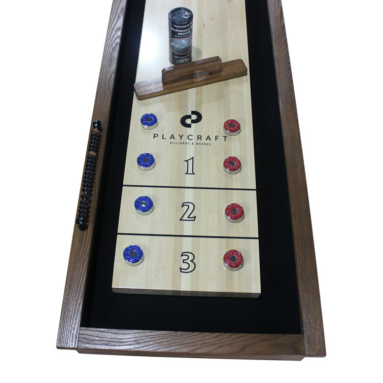 9' Pecan Solid Hardwood Industrial Shuffleboard Table