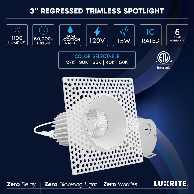 3'' White Aluminum Dimmable LED Recessed Lighting Kit