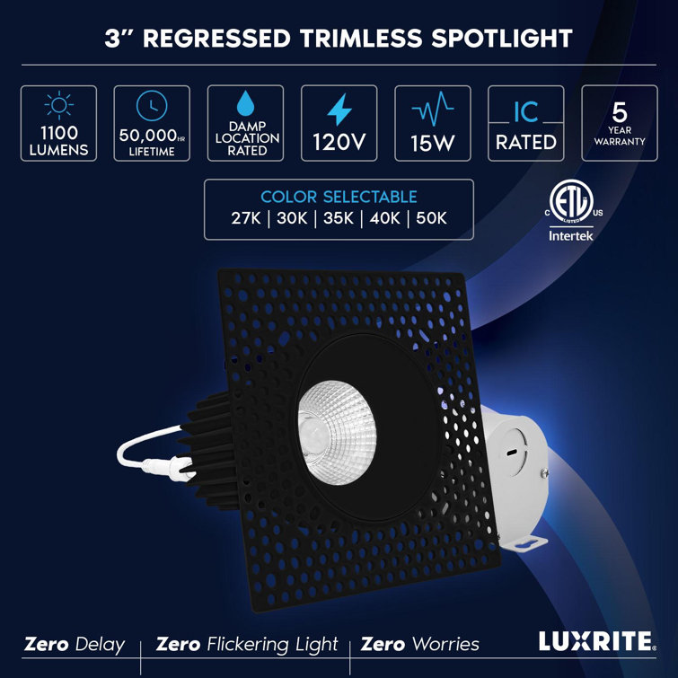 Black Aluminum 3-Inch Trimless LED Recessed Lighting Kit