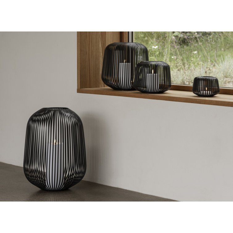 Medium Black Powder-Coated Steel Tabletop Lantern