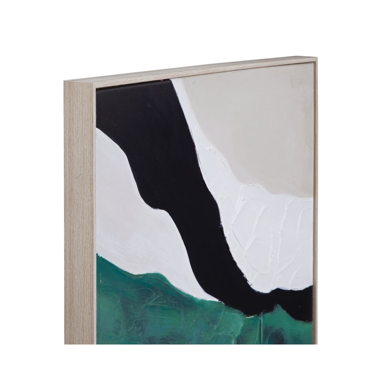 Illuminate Green and White Canvas Painting with Wood Frame
