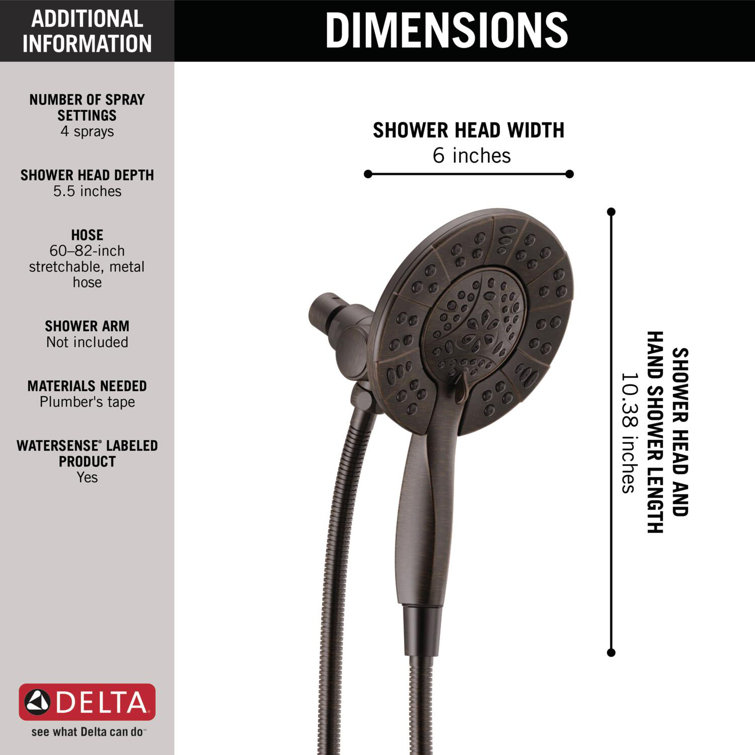 Venetian Bronze 4-Setting Dual Shower Head with Handheld Spray