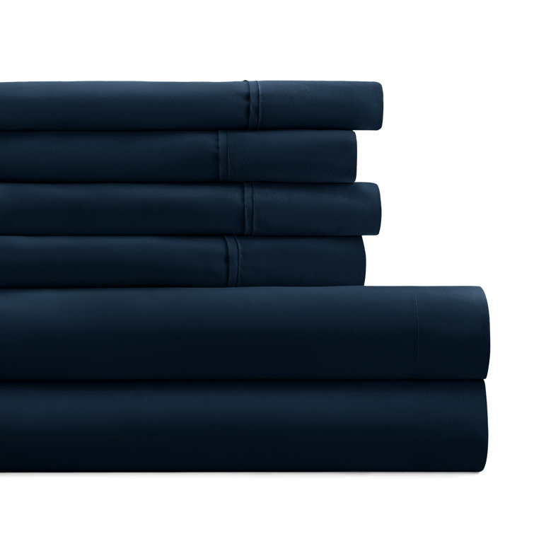 Navy Deep Pocket Full Size Microfiber Bed Sheet Set