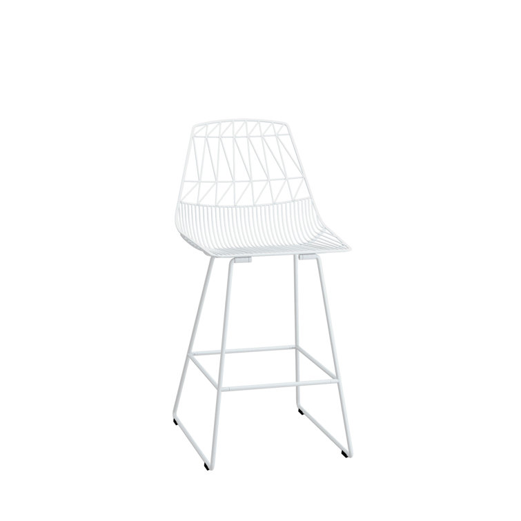 Saddle Style 26" Metal and Leather Counter Stool in White