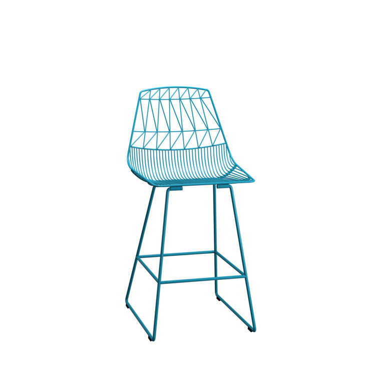 Peacock Blue Metal Saddle Style Counter Stool