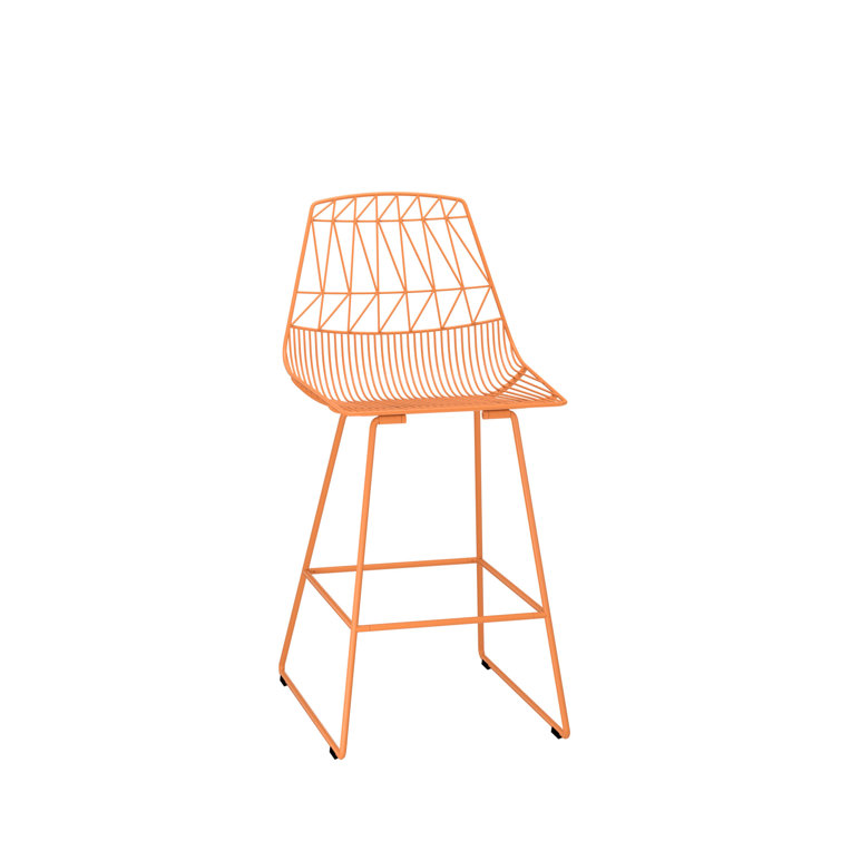Saddle Style Orange Metal Leather Bar Stool, 30 in