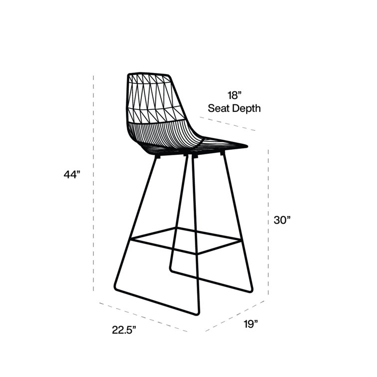 Modern Saddle Style Black Leather Metal Bar Stool, 30 in