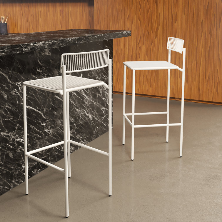 Minimalist White Galvanized Iron 26" Indoor/Outdoor Bar Stool