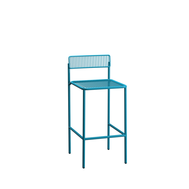 Rachel Peacock Blue 26" Galvanized Iron Patio Bar Stool