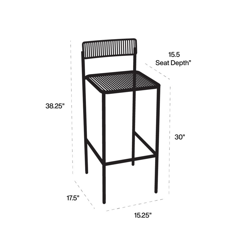 Rachel Minimalist Black Metal Indoor/Outdoor Bar Stool