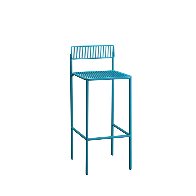 Rachel Peacock Blue 26" Galvanized Iron Patio Bar Stool