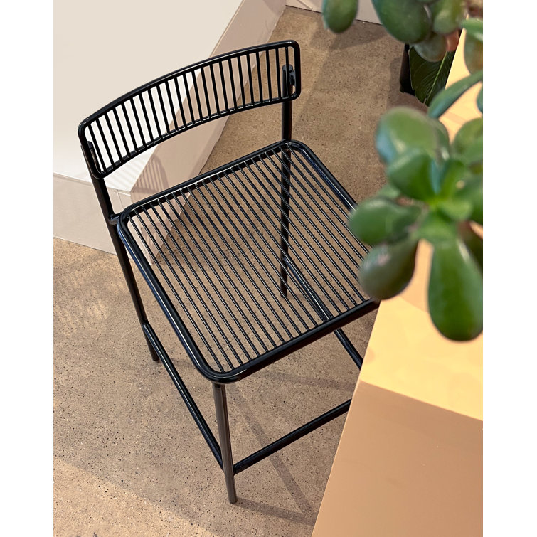 Rachel Minimalist Black Metal Indoor/Outdoor Bar Stool