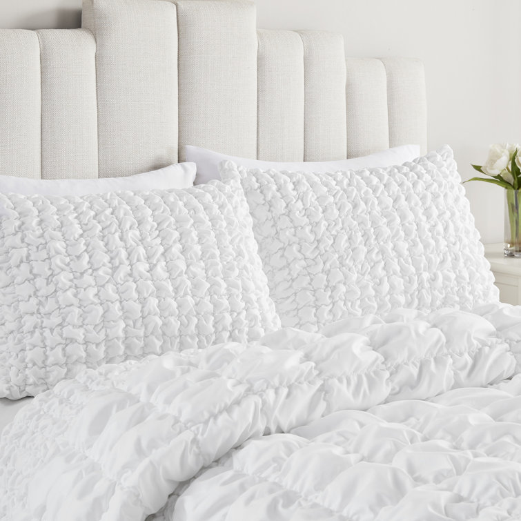 King White Ruched Microfiber Comforter Set
