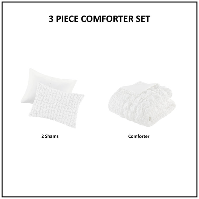 King White Ruched Microfiber Comforter Set