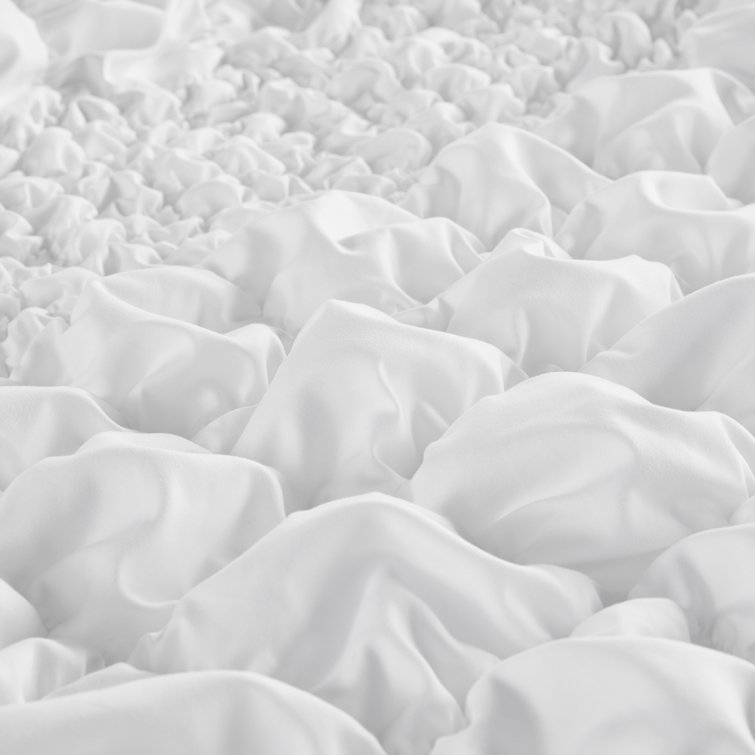 King White Ruched Microfiber Comforter Set