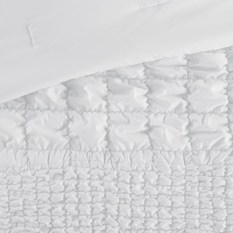 King White Ruched Microfiber Comforter Set