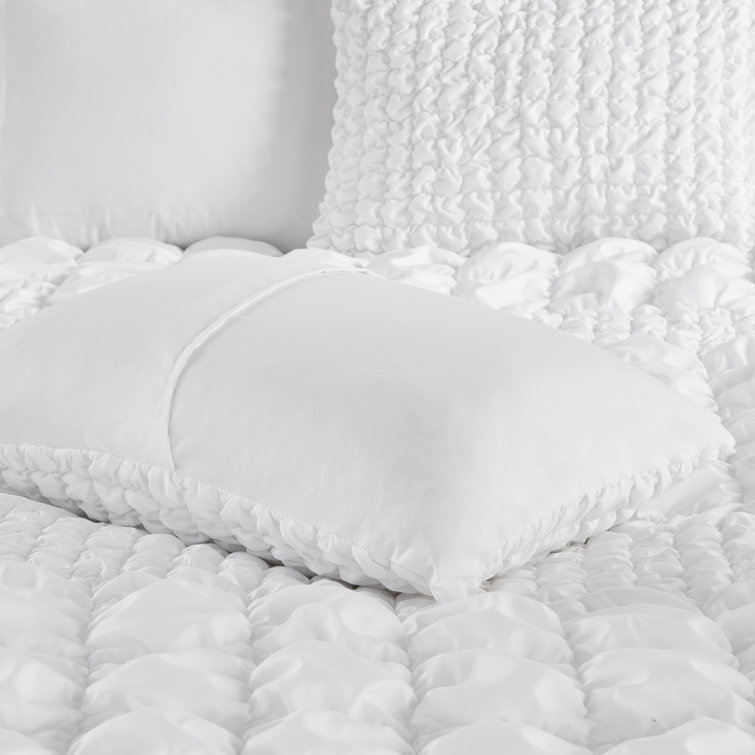 King White Ruched Microfiber Comforter Set
