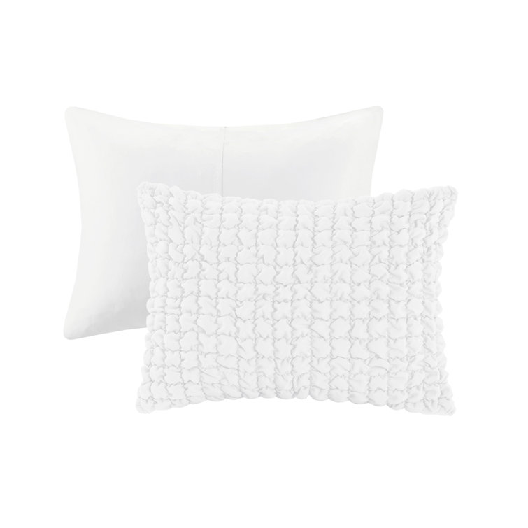 King White Ruched Microfiber Comforter Set