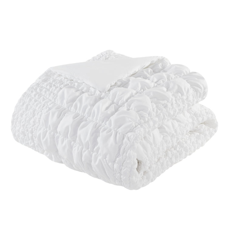 King White Ruched Microfiber Comforter Set