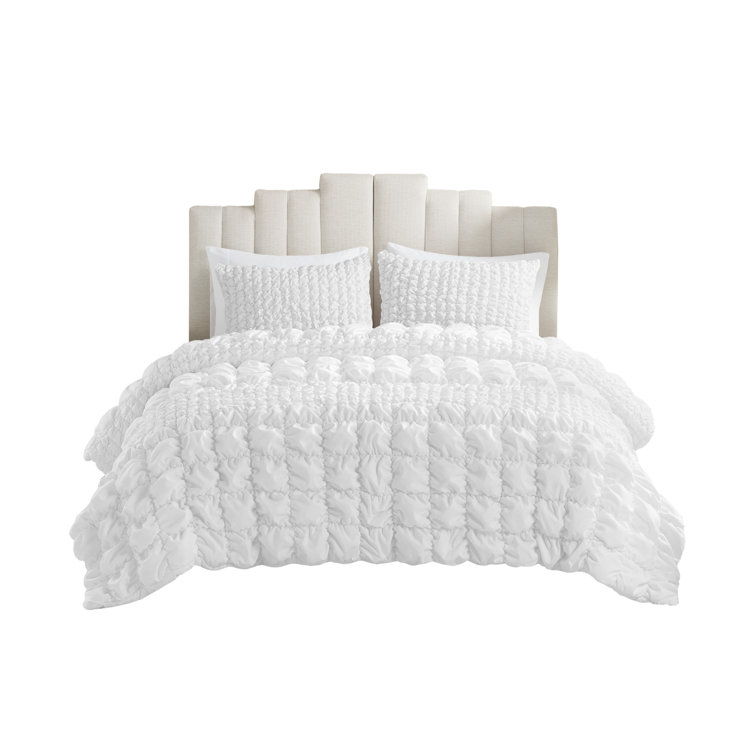 King White Ruched Microfiber Comforter Set