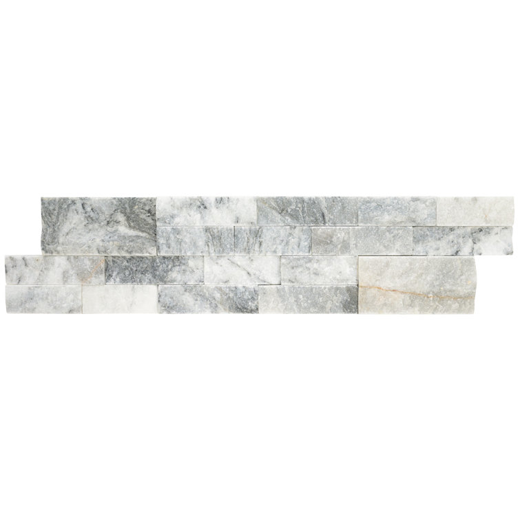 Arabescato Carara 24" x 6" Natural Marble Stacked Stone Wall Tile