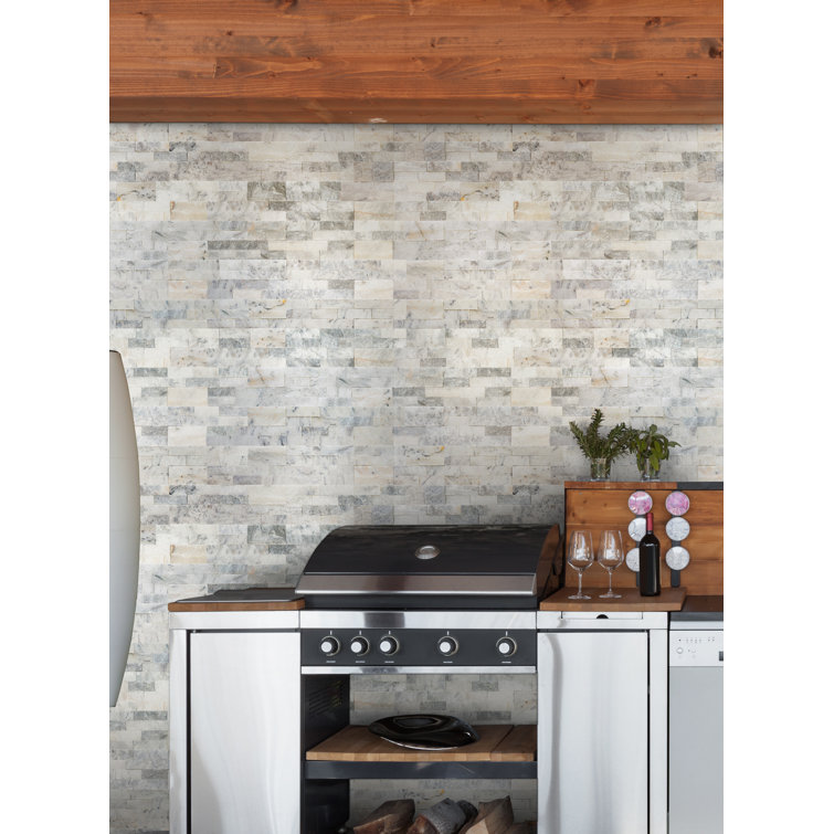 Arabescato Carara 24" x 6" Natural Marble Stacked Stone Wall Tile