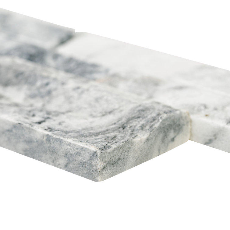 Arabescato Carara 24" x 6" Natural Marble Stacked Stone Wall Tile