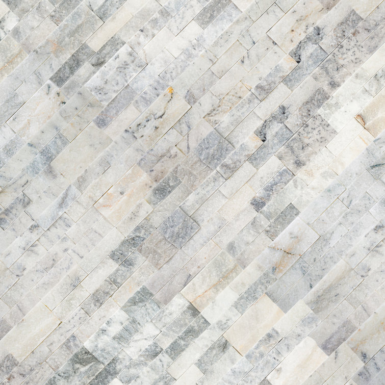 Arabescato Carara 24" x 6" Natural Marble Stacked Stone Wall Tile