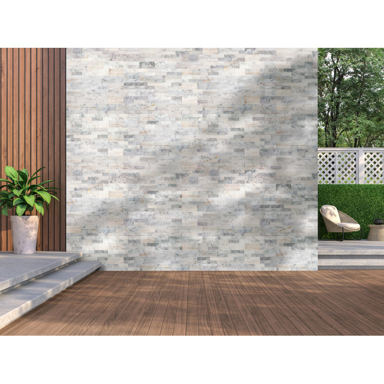 Arabescato Carara 24" x 6" Natural Marble Stacked Stone Wall Tile