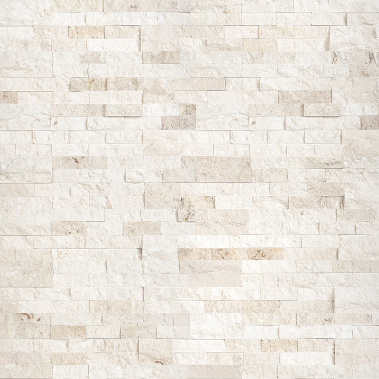 6'' x 24'' Creamy White Limestone Stacked Stone Wall Tile