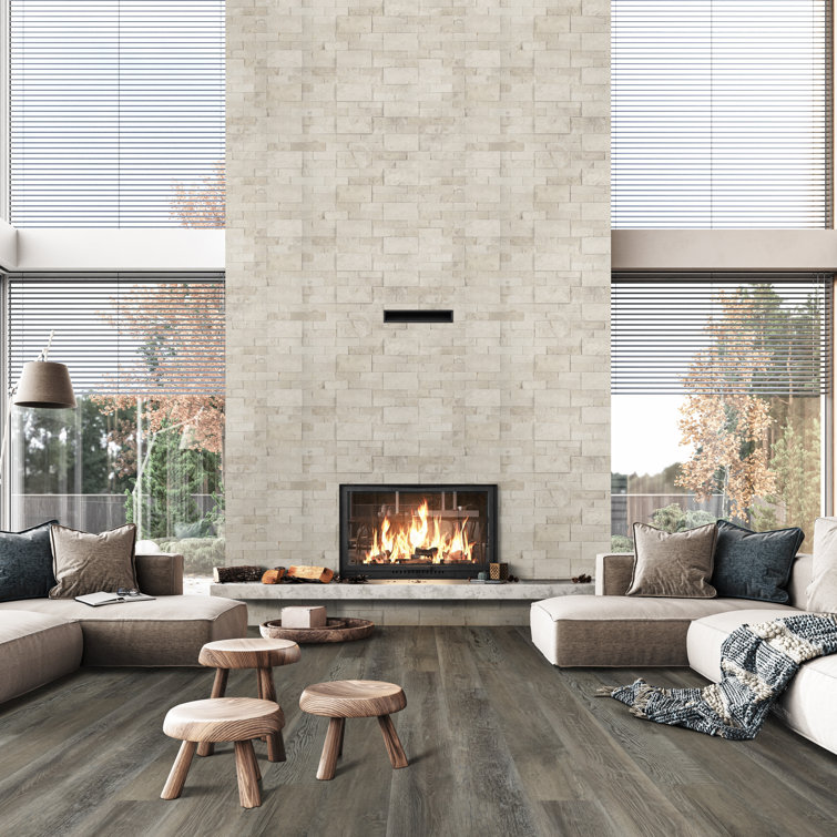 6'' x 24'' Creamy White Limestone Stacked Stone Wall Tile