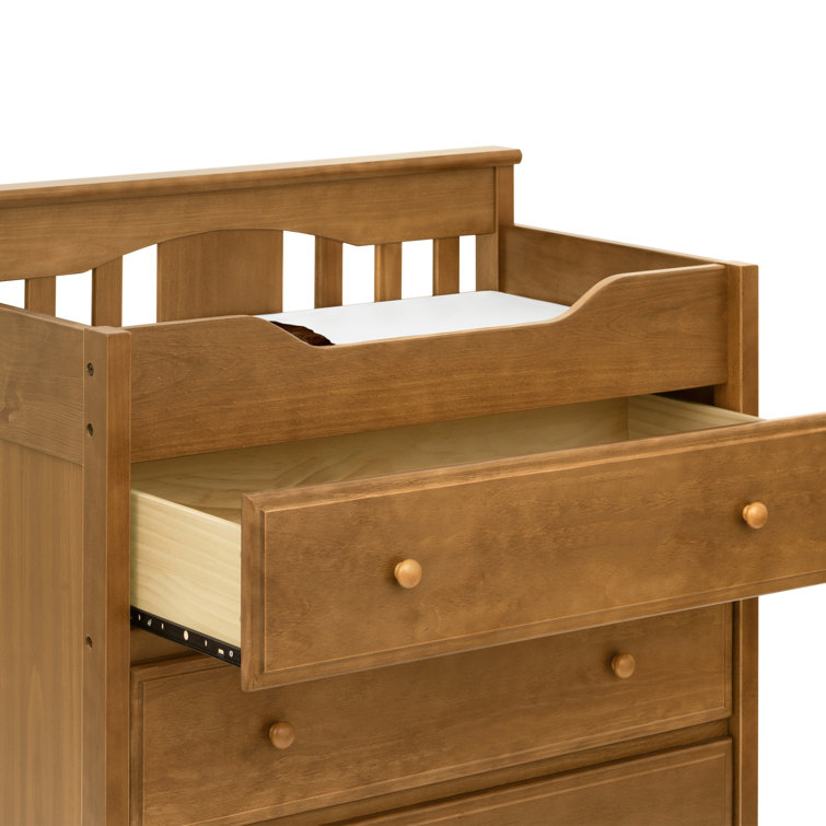 Chestnut 3-Drawer Changer Dresser with Gold Finish