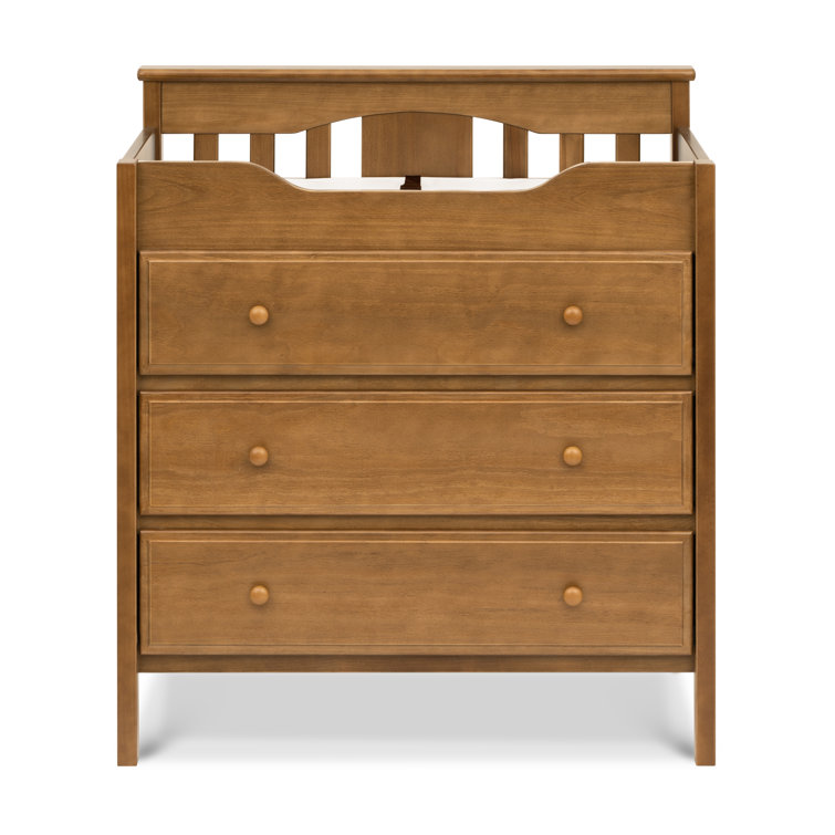 Chestnut 3-Drawer Changer Dresser with Gold Finish