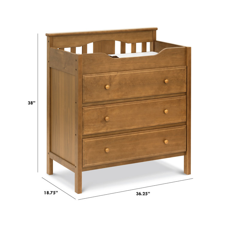 Chestnut 3-Drawer Changer Dresser with Gold Finish