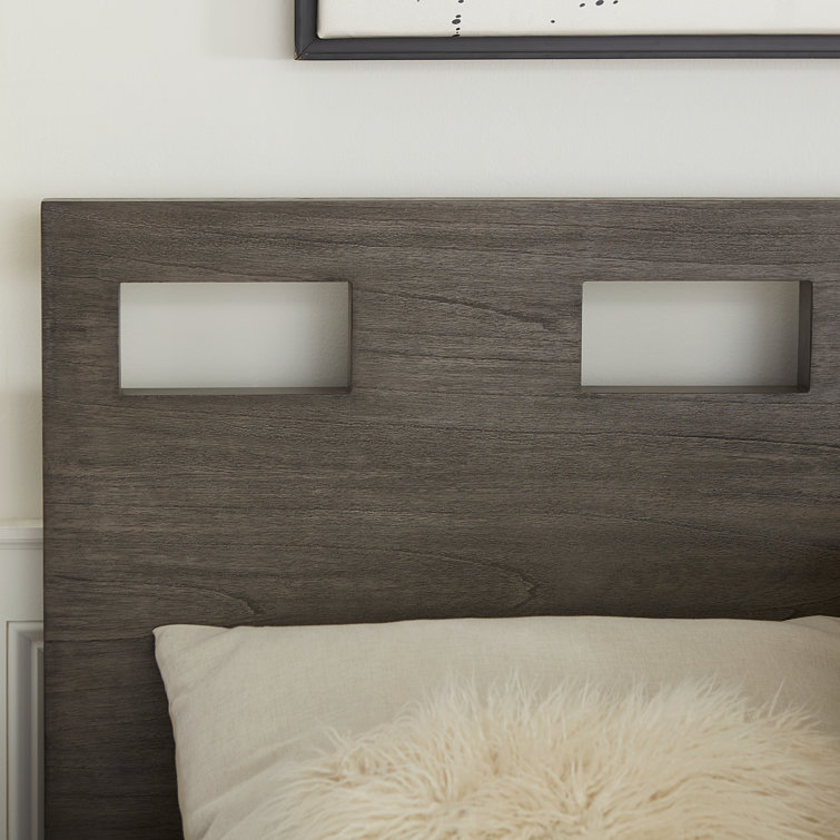 Sharkskin Gray Solid Wood Queen Platform Bed with Headboard