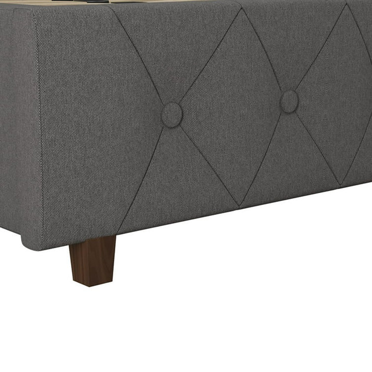 King Gray Linen Tufted Upholstered Bed with Metal Frame